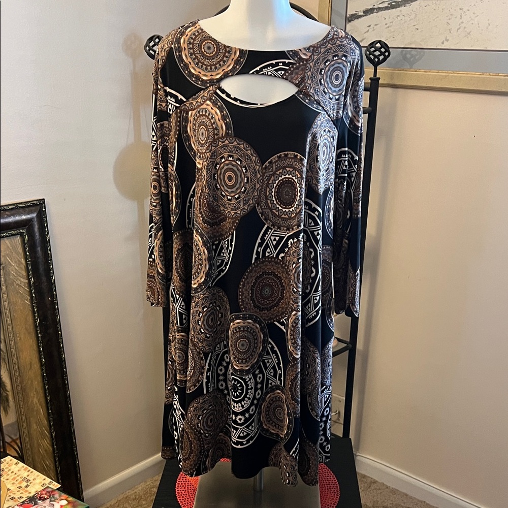 Bohemian Black and Brown Patterned Dress